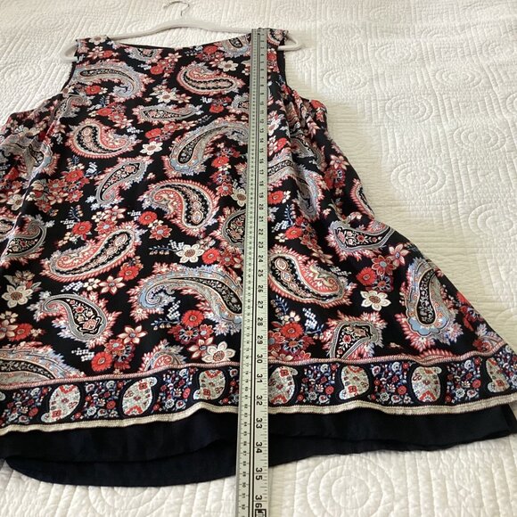 J.Jill Womens XL Sleeveless Black & Red Paisley Pattern Top 100% Rayon - Picture 10 of 11